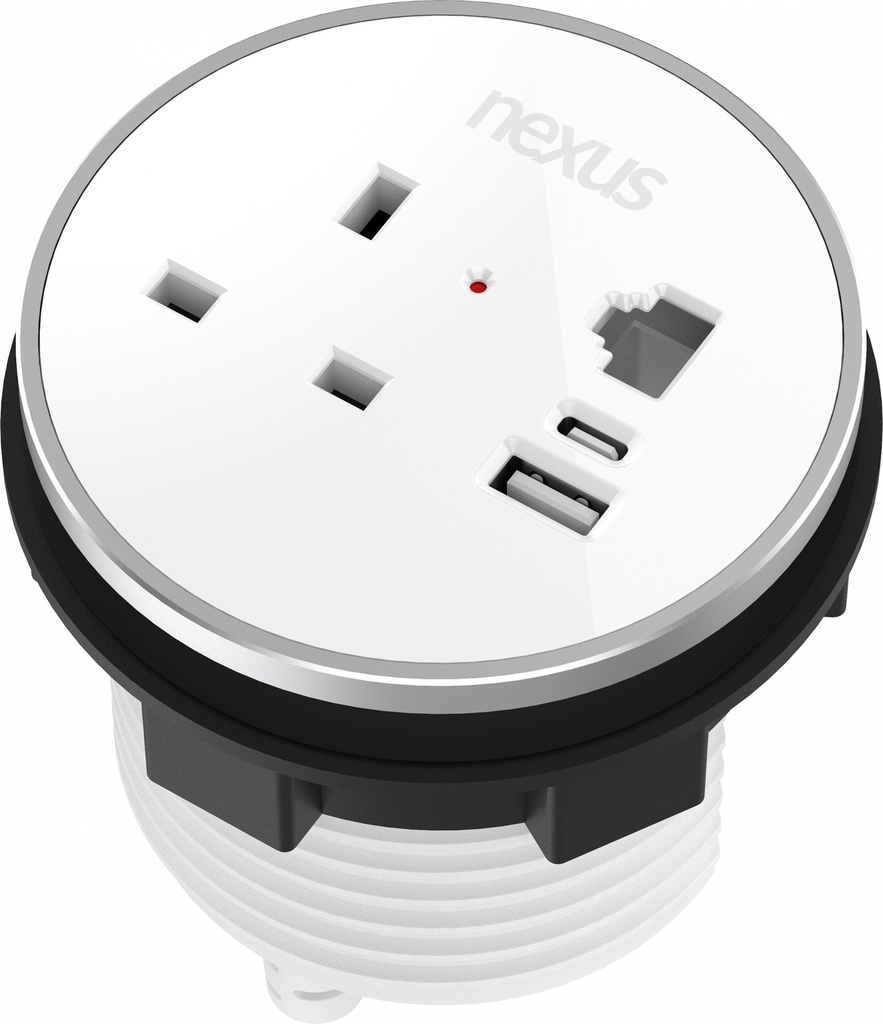 80Mm In-Desk Power Module Bundle 9 With 3M Cable I White Housing I White Bezel I White Veneer