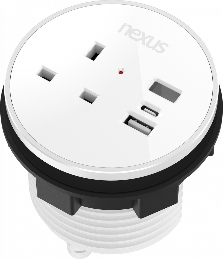 80Mm In-Desk Power Module Bundle 10 With 3M Cable I White Housing I White Bezel I White Veneer