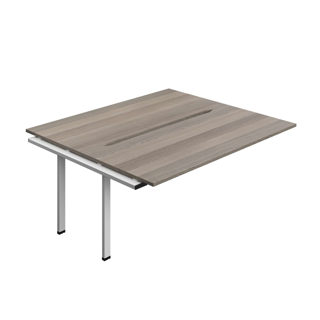 Synergy Bench Extension With Cut Out: 2 Person (Fsc) | 1800 X 800 | Grey Oak/Silver