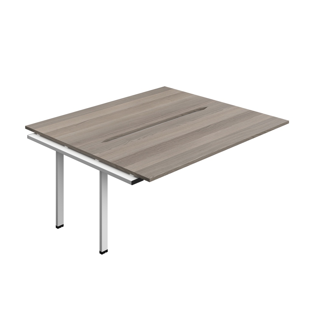 Synergy Bench Extension With Cut Out: 2 Person (Fsc) | 1800 X 800 | Grey Oak/White