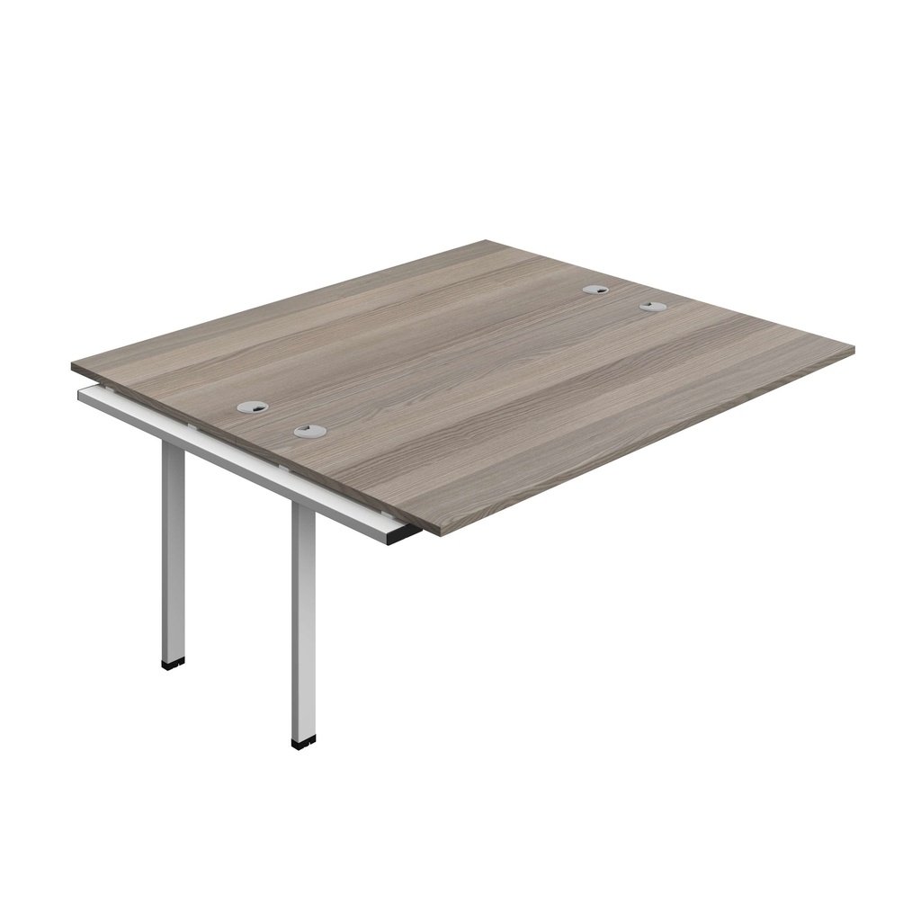 Synergy Bench Extension With Cable Ports: 2 Person (Fsc) | 1800 X 800 | Grey Oak/Silver