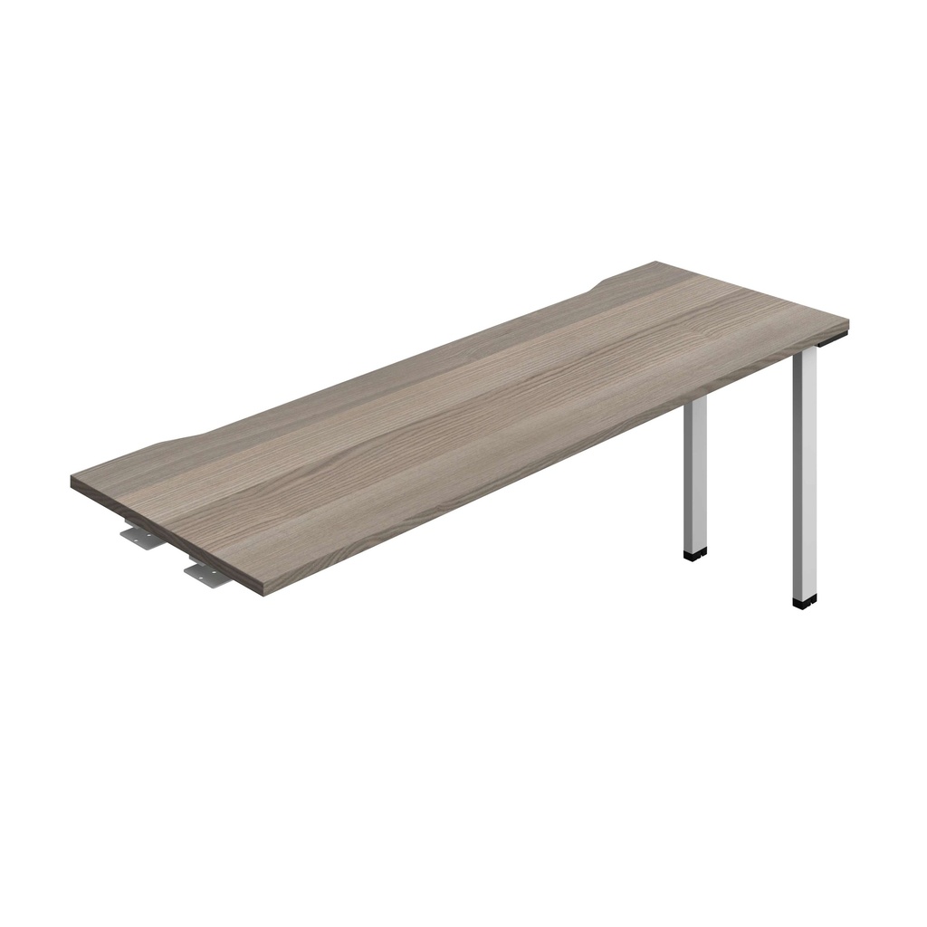 Synergy Bench Extension With Cut Out: 1 Person (Fsc) | 1800 X 600 | Grey Oak/Silver