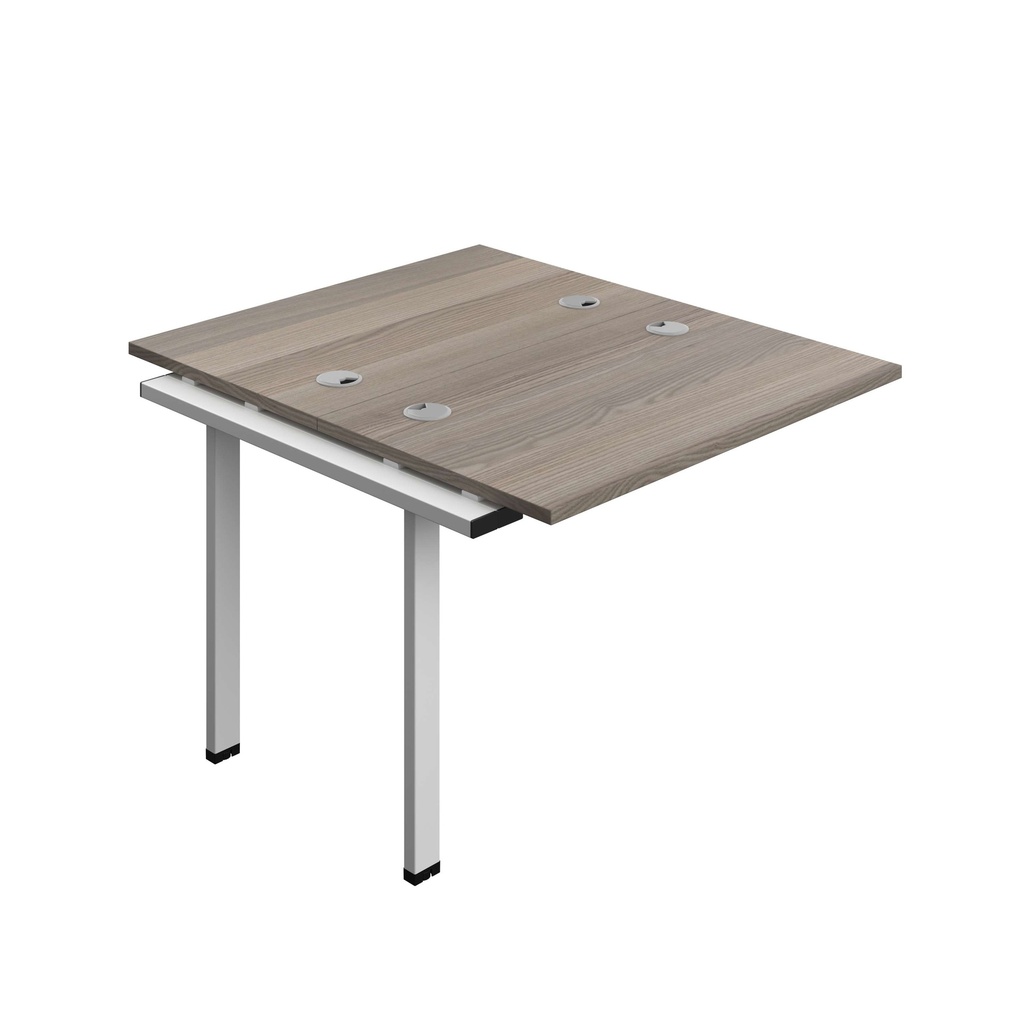 Synergy Bench Extension With Cable Ports: 2 Person (Fsc) | 1000 X 600 | Grey Oak/Silver