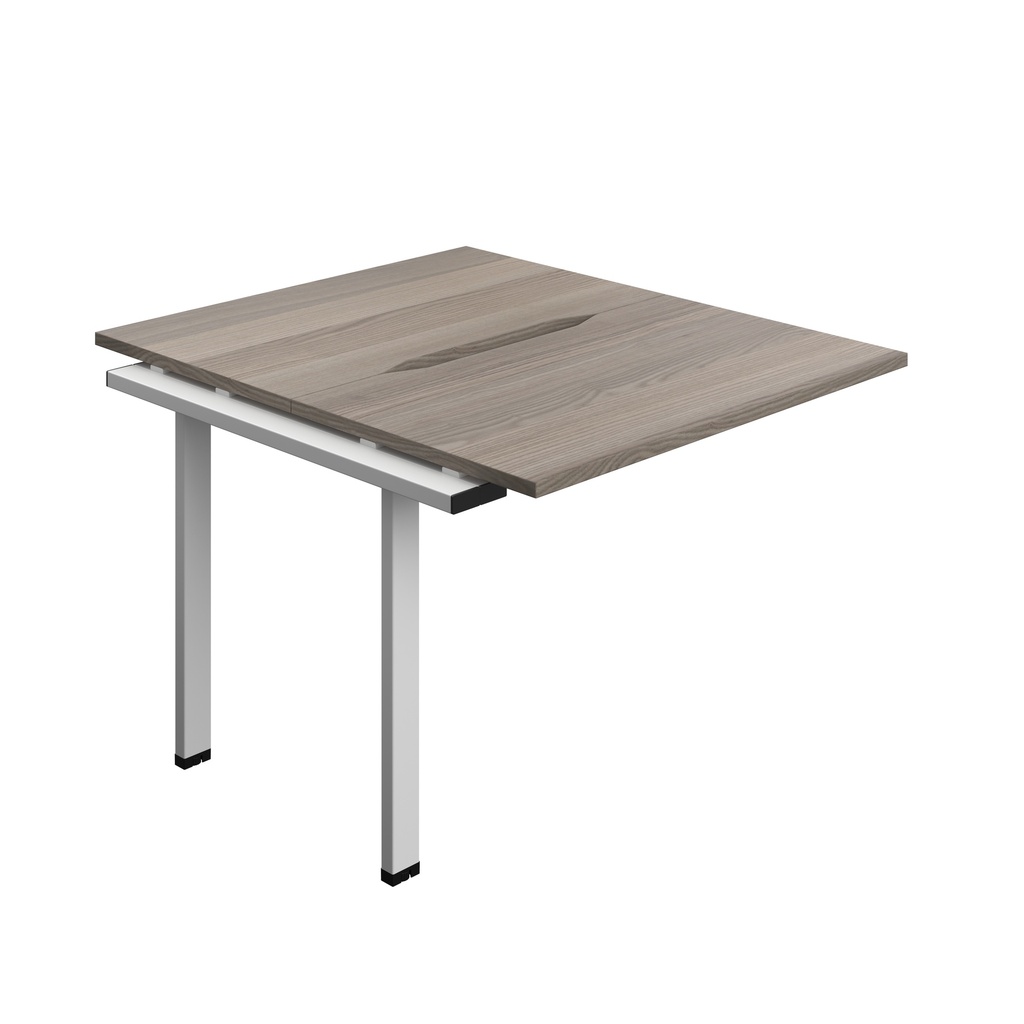Synergy Bench Extension With Cut Out: 2 Person (Fsc) | 1000 X 700 | Grey Oak/Silver