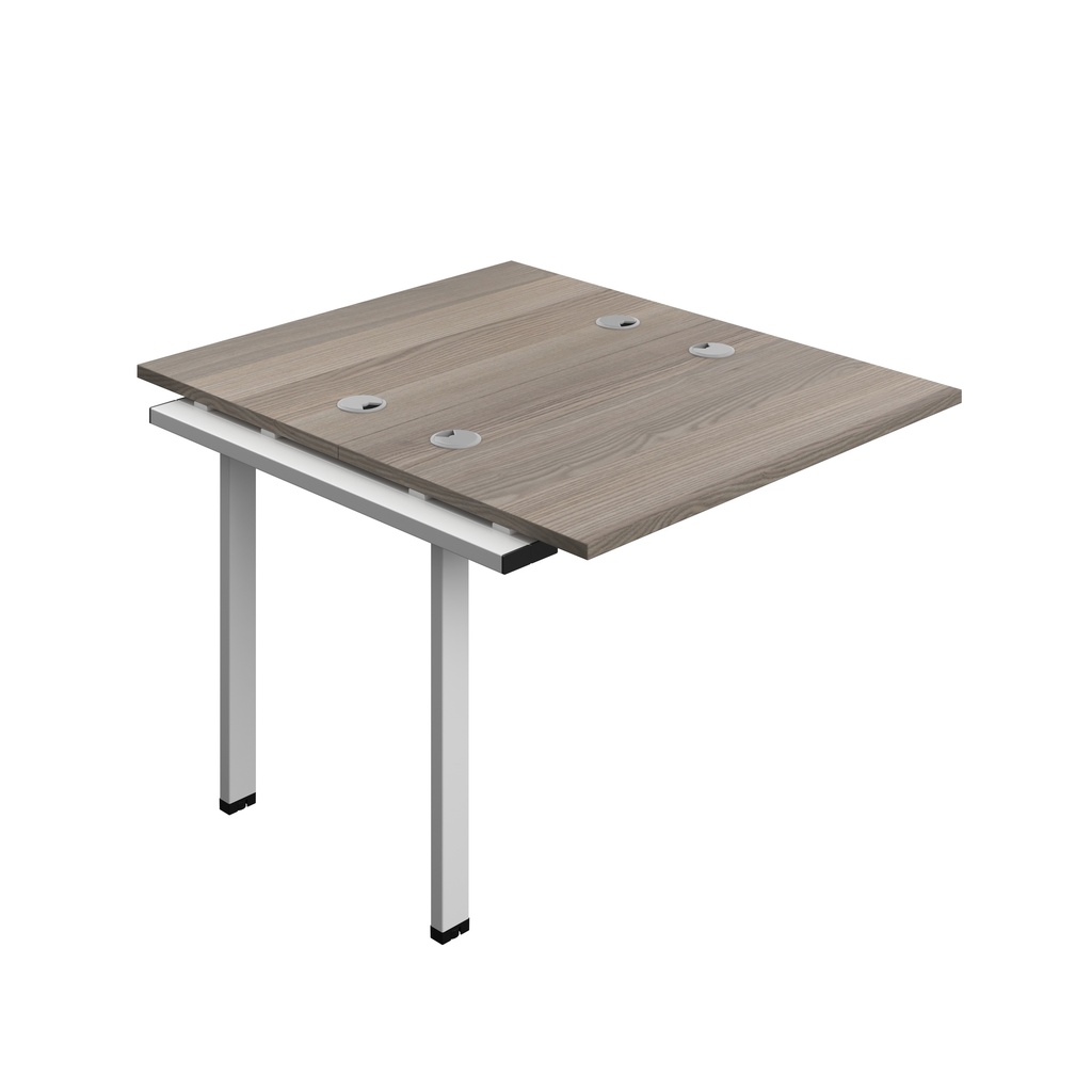 Synergy Bench Extension With Cable Ports: 2 Person (Fsc) | 1000 X 700 | Grey Oak/Silver