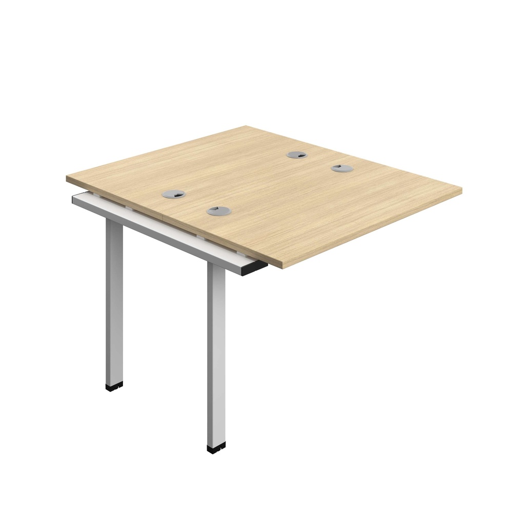 Synergy Bench Extension With Cable Ports: 2 Person (Fsc) | 1000 X 700 | Nova Oak/Silver