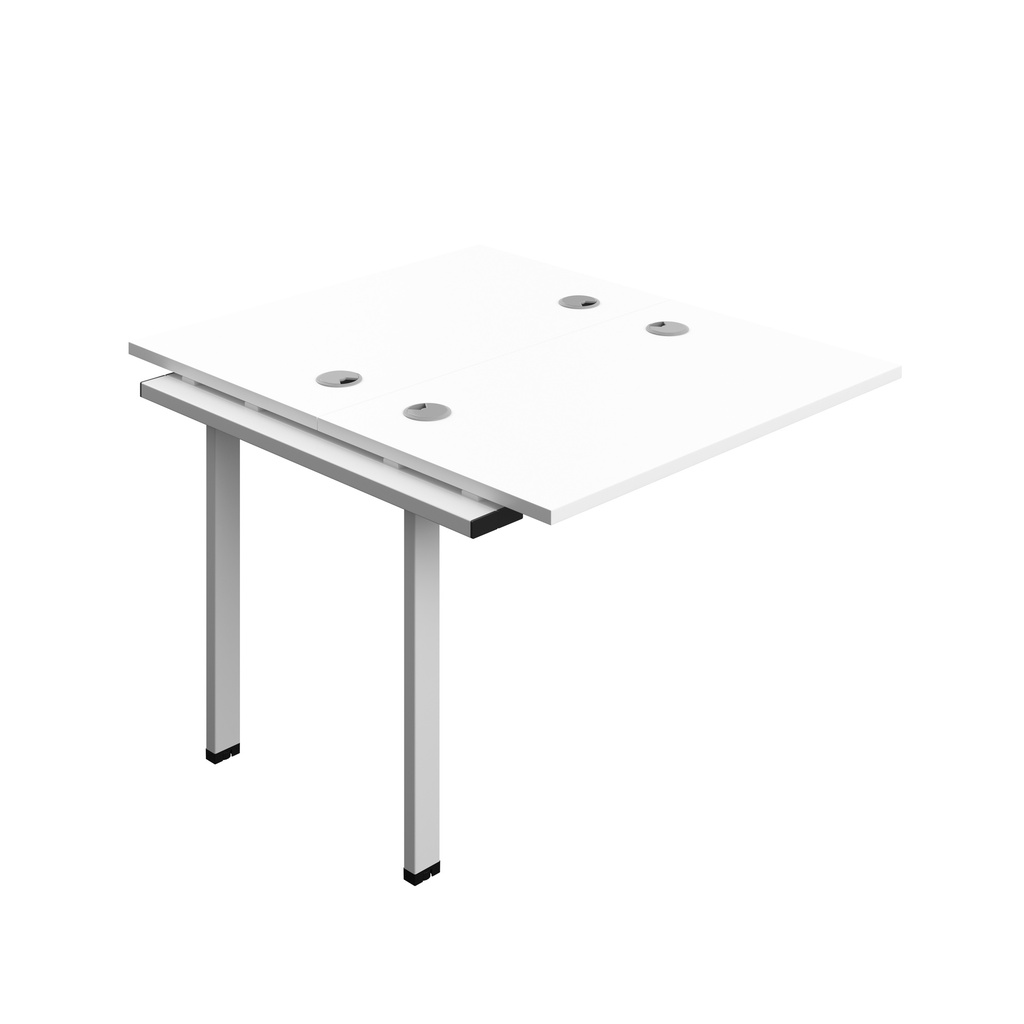 Synergy Bench Extension With Cable Ports: 2 Person (Fsc) | 1000 X 700 | White/Silver