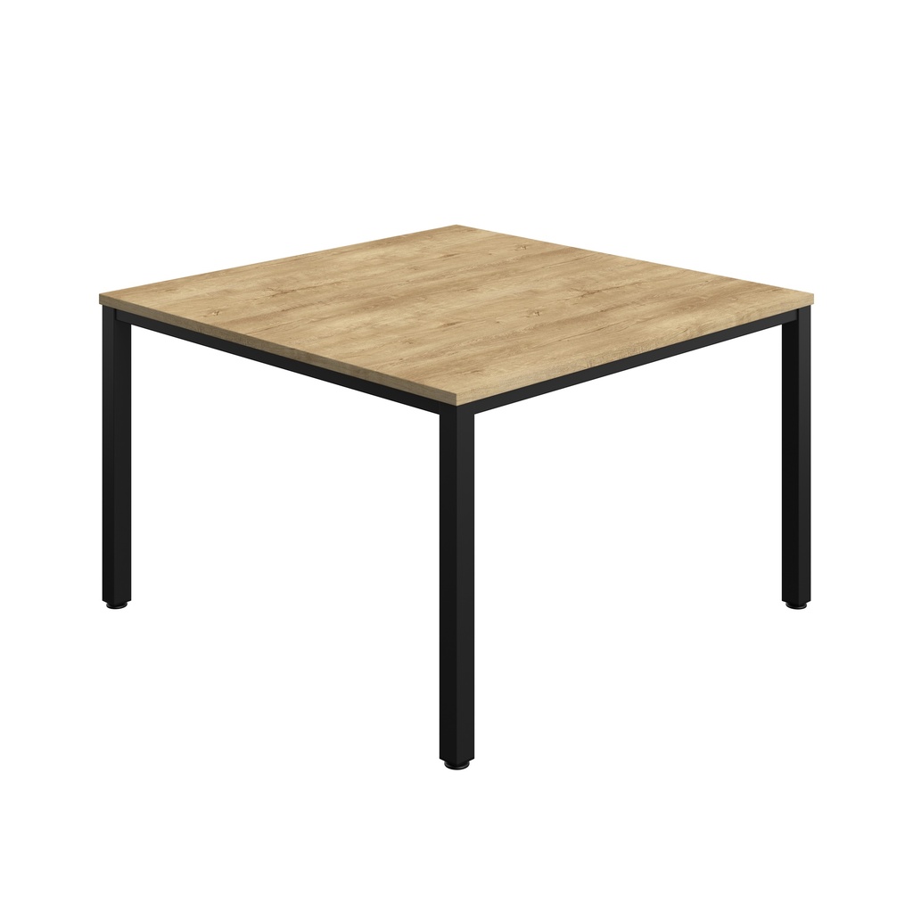 FRACTION INFINITY 120 X 120 MEETING TABLE - NATURAL NEBRASKA OAK WITH BLACK LEGS