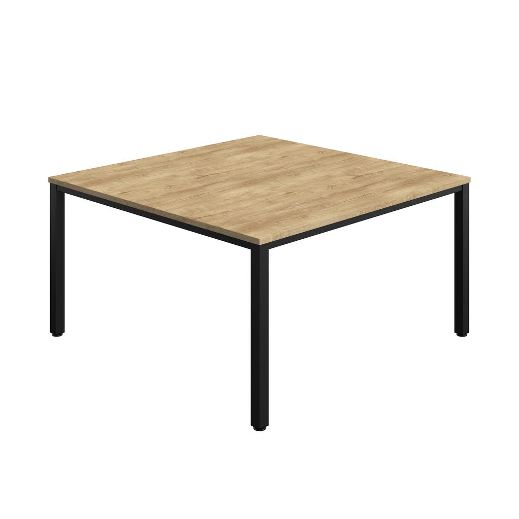 FRACTION INFINITY 140 X 140 MEETING TABLE -  NATURAL NEBRASKA OAK WITH BLACK LEGS