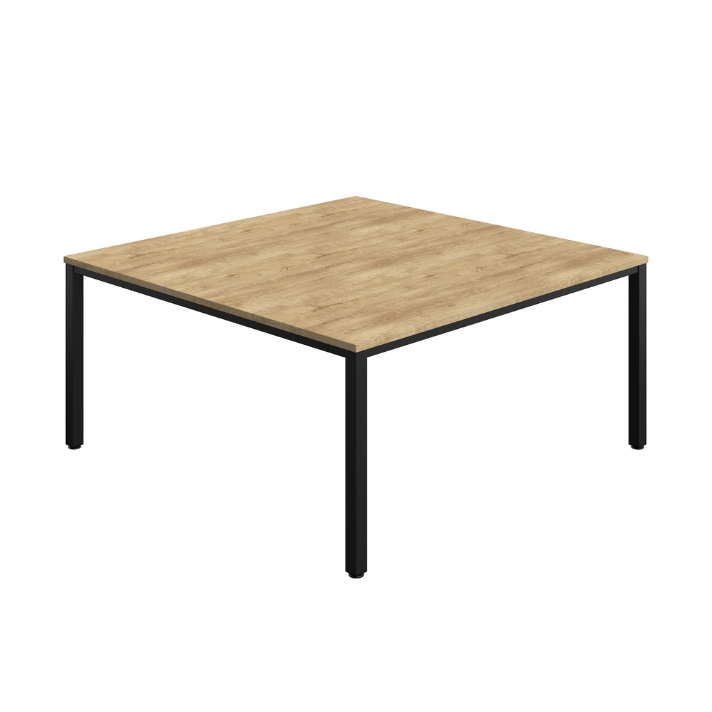 FRACTION INFINITY 160 X 160 MEETING TABLE -  NATURAL NEBRASKA OAK WITH BLACK LEGS