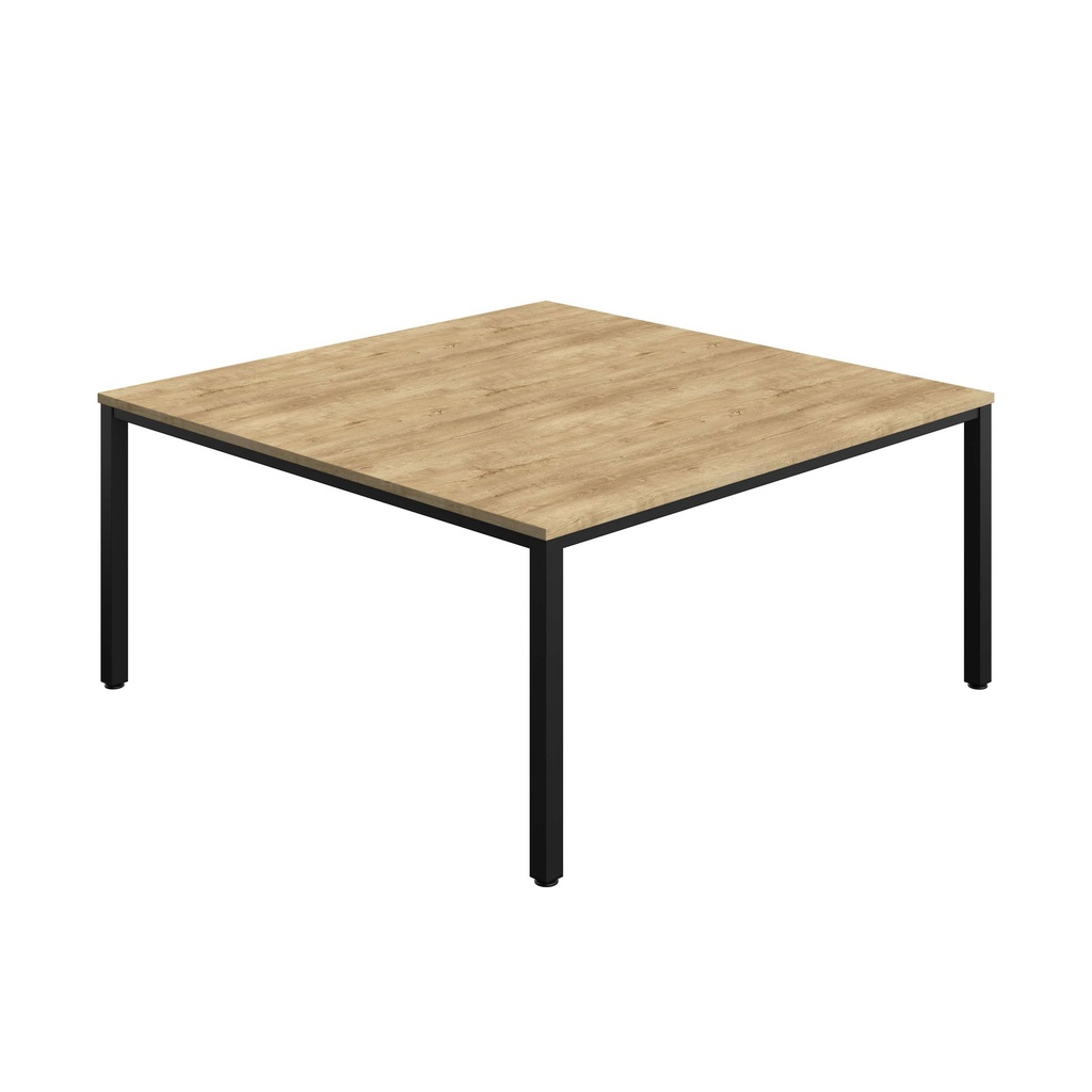 FRACTION INFINITY 160 X 160 MEETING TABLE -  NATURAL NEBRASKA OAK WITH BLACK LEGS