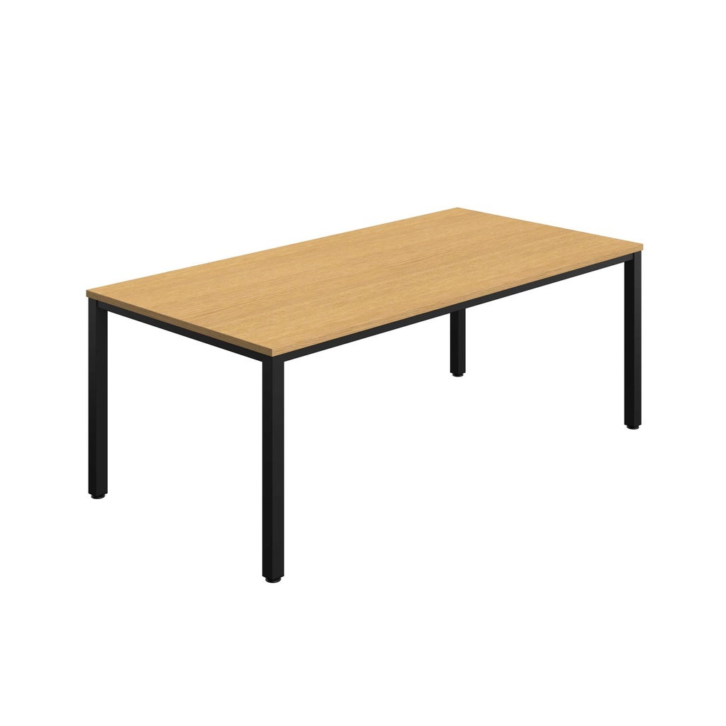 FRACTION INFINITY 200 X 100 MEETING TABLE -  SORANO OAK WITH BLACK LEGS