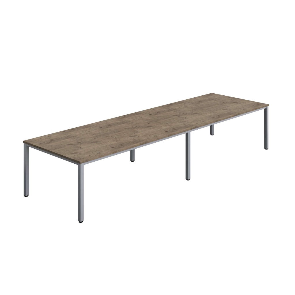 FRACTION INFINITY 400 X 120 MEETING TABLE - GREY NEBRASKA OAK WITH SILVER LEGS