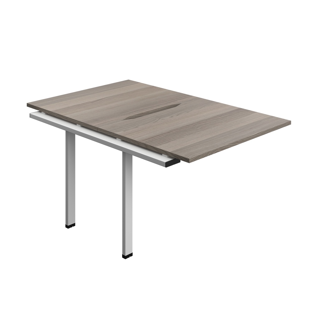 Synergy Bench Extension With Cut Out: 2 Person (Fsc) | 1000 X 800 | Grey Oak/Silver