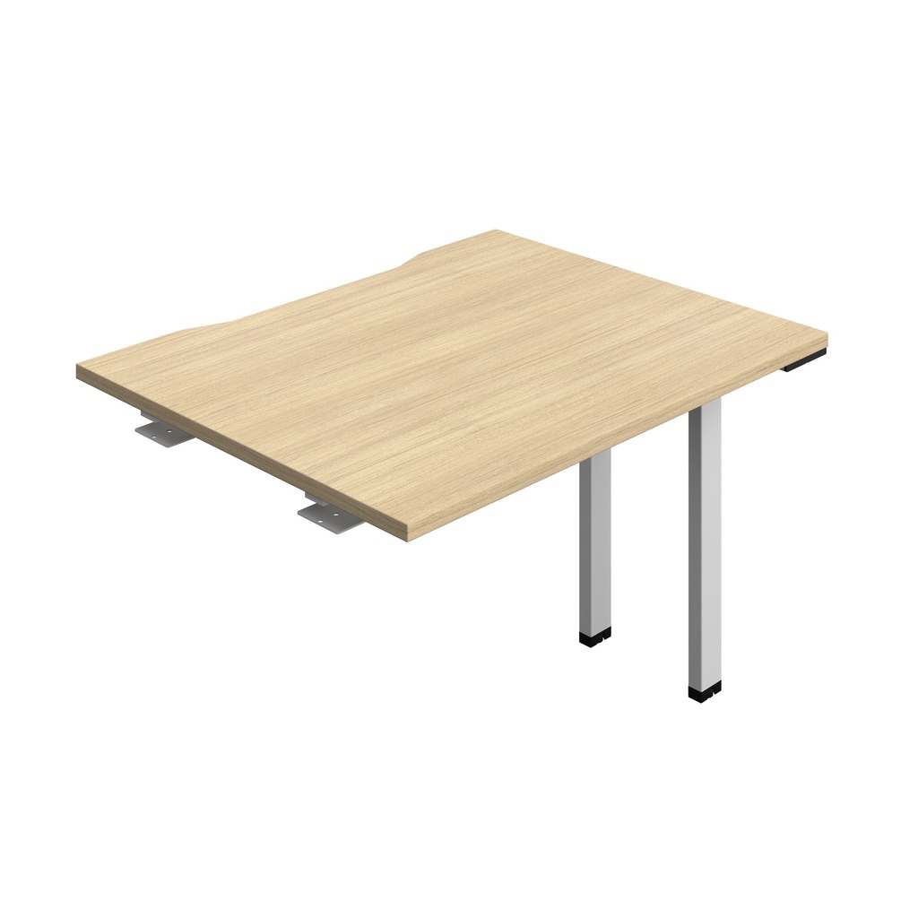 Synergy Bench Extension With Cut Out: 1 Person (Fsc) | 1000 X 800 | Nova Oak/Silver