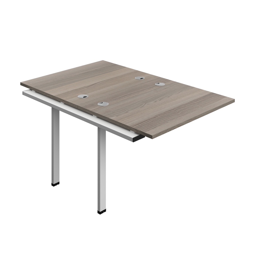 Synergy Bench Extension With Cable Ports: 2 Person (Fsc) | 1000 X 800 | Grey Oak/Silver
