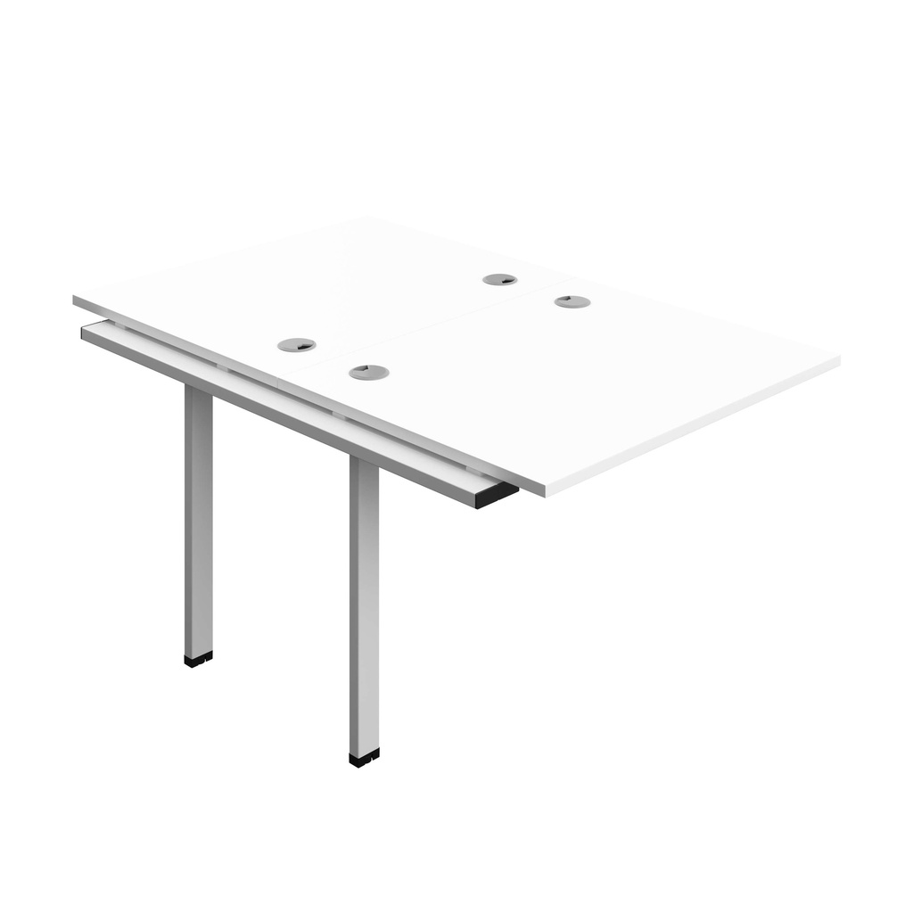 Synergy Bench Extension With Cable Ports: 2 Person (Fsc) | 1000 X 800 | White/Silver
