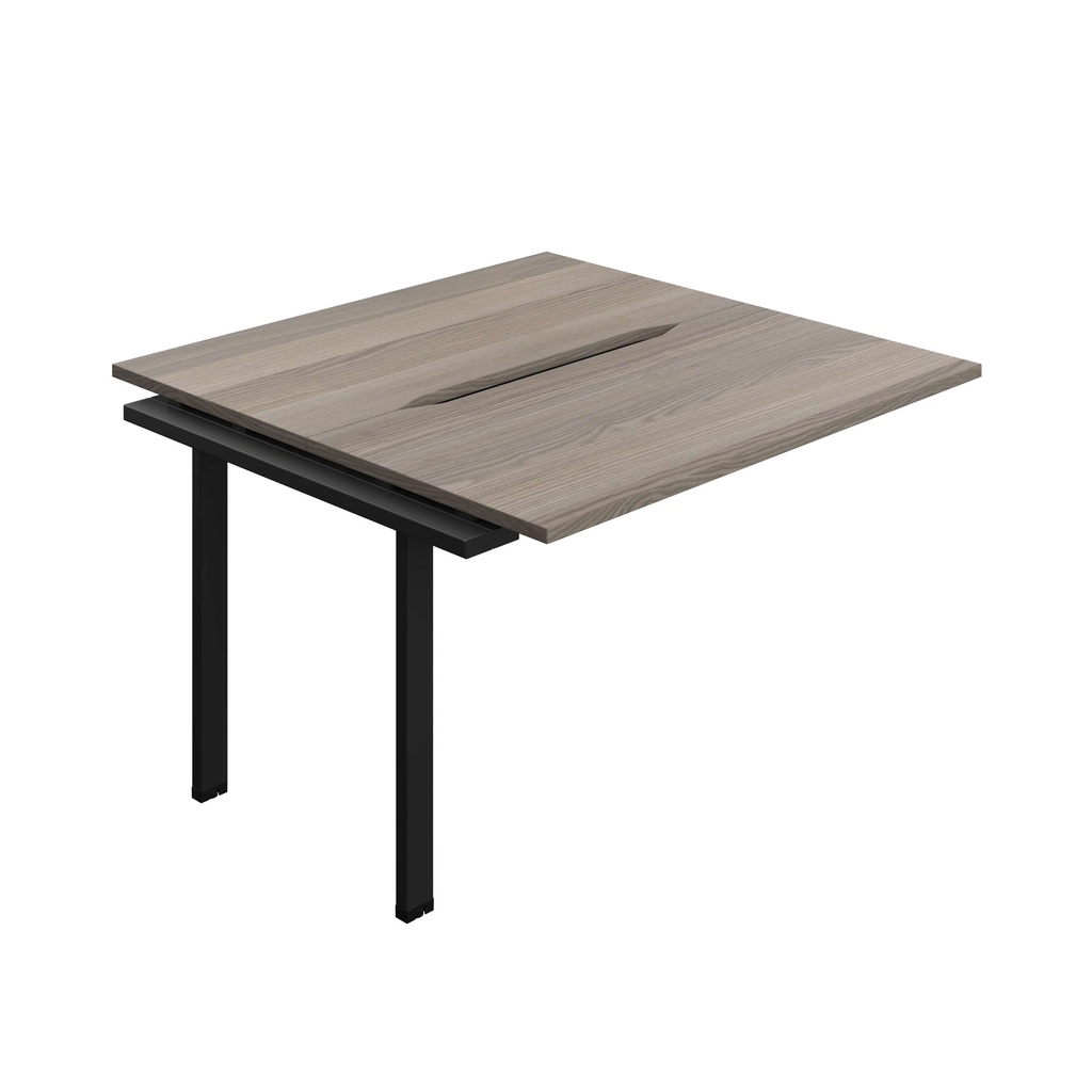 Synergy Bench Extension With Cut Out: 2 Person (Fsc) | 1200 X 700 | Grey Oak/Black