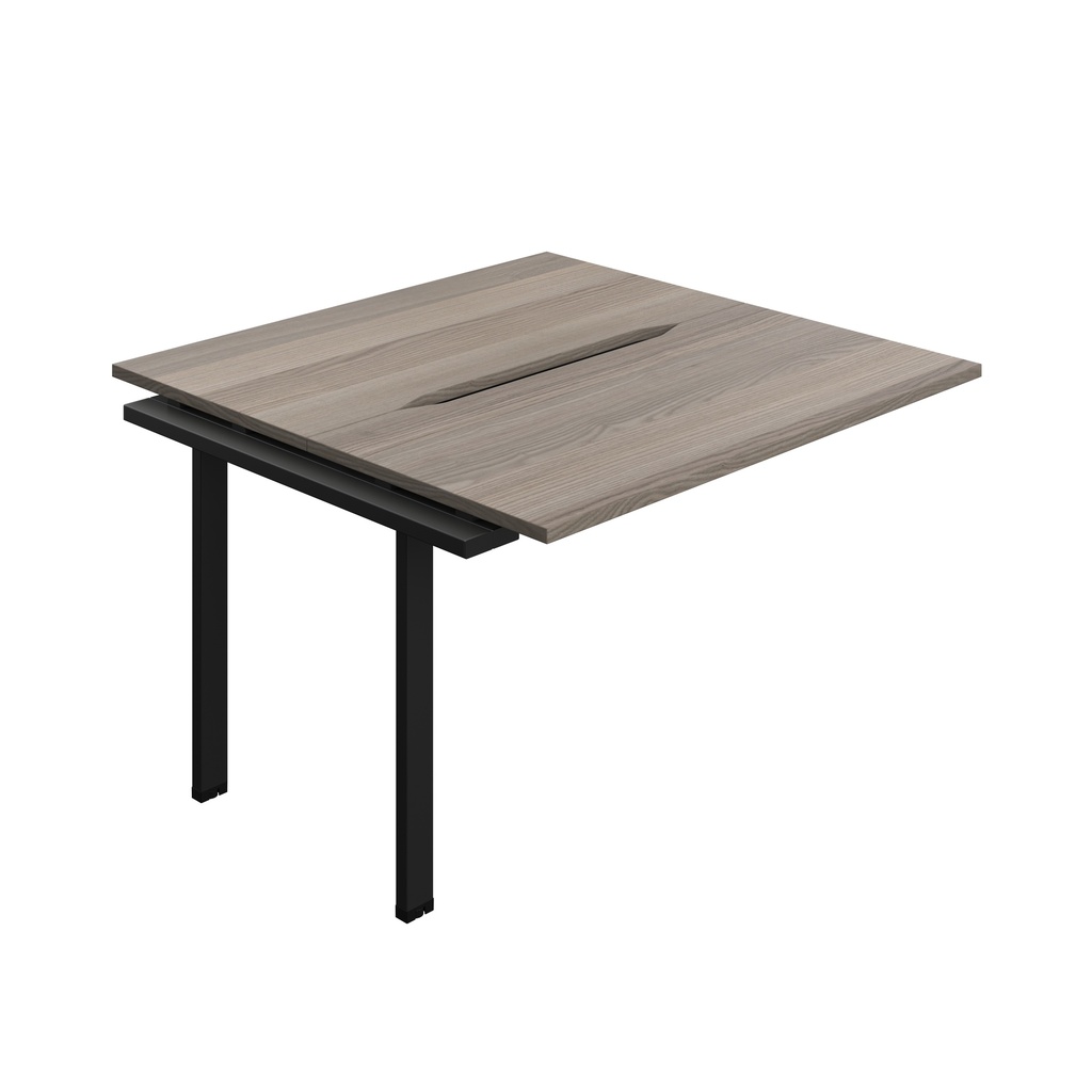 Synergy Bench Extension With Cut Out: 2 Person (Fsc) | 1200 X 700 | Grey Oak/Black