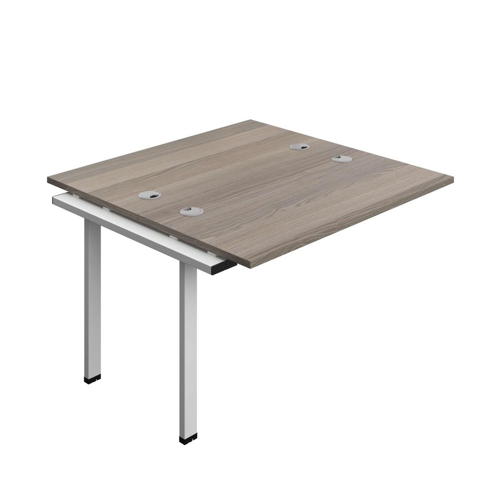 Synergy Bench Extension With Cable Ports: 2 Person (Fsc) | 1200 X 700 | Grey Oak/Silver