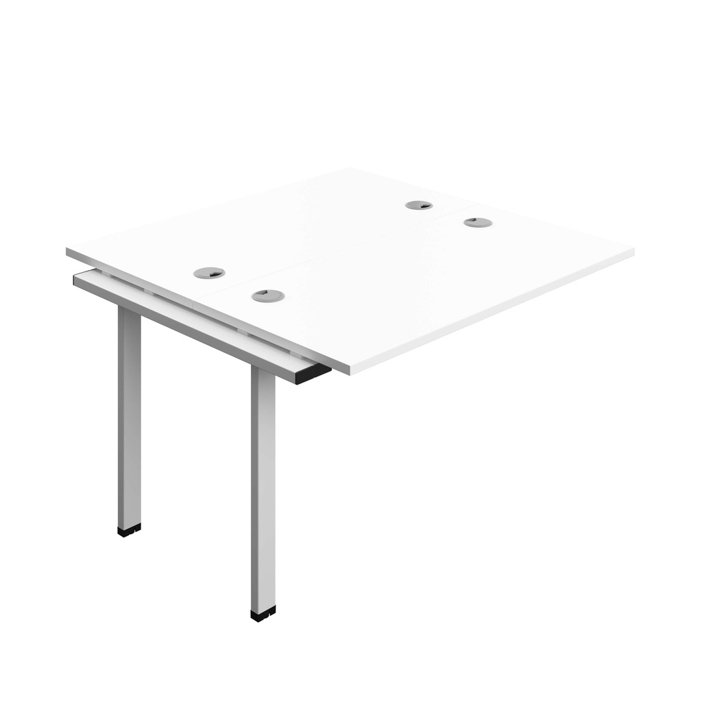 Synergy Bench Extension With Cable Ports: 2 Person (Fsc) | 1200 X 700 | White/Silver