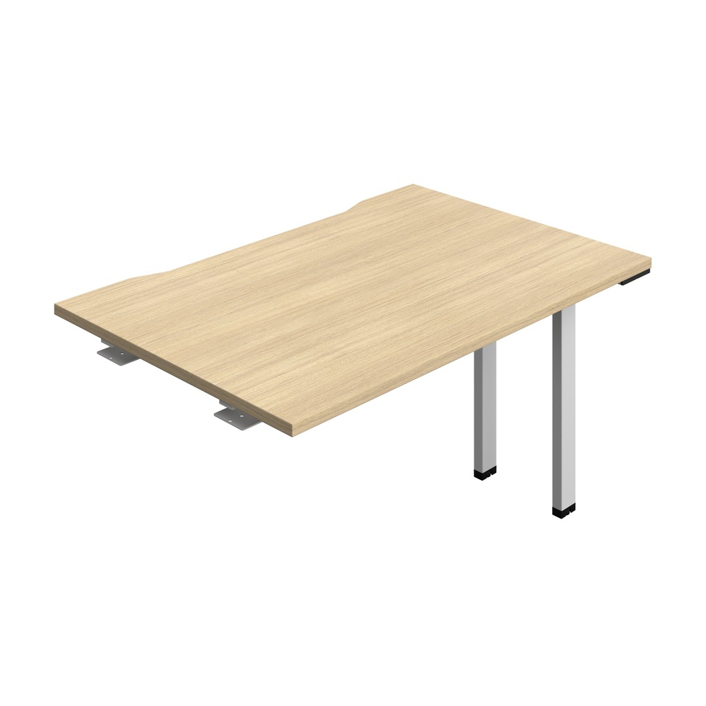 Synergy Bench Extension With Cut Out: 1 Person (Fsc) | 1200 X 800 | Nova Oak/Silver