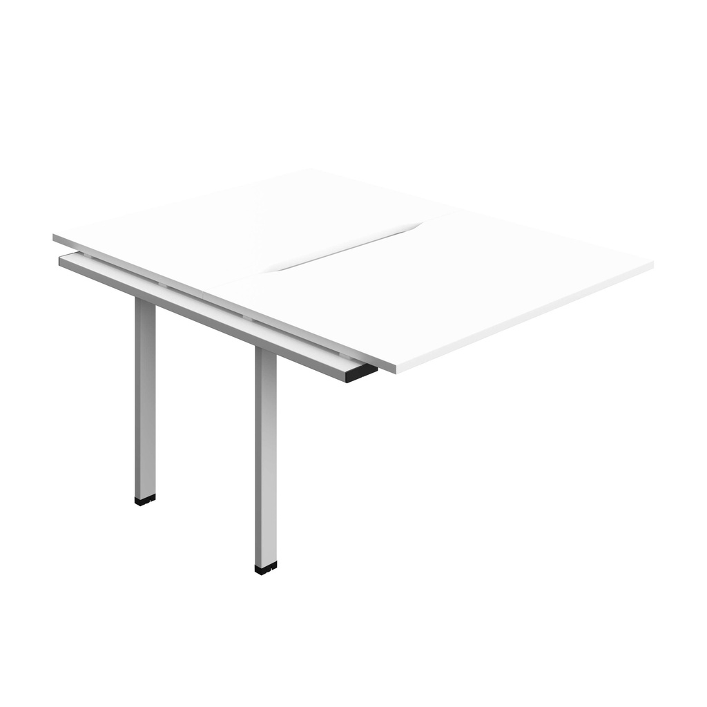 Synergy Bench Extension With Cut Out: 2 Person (Fsc) | 1200 X 800 | White/Silver