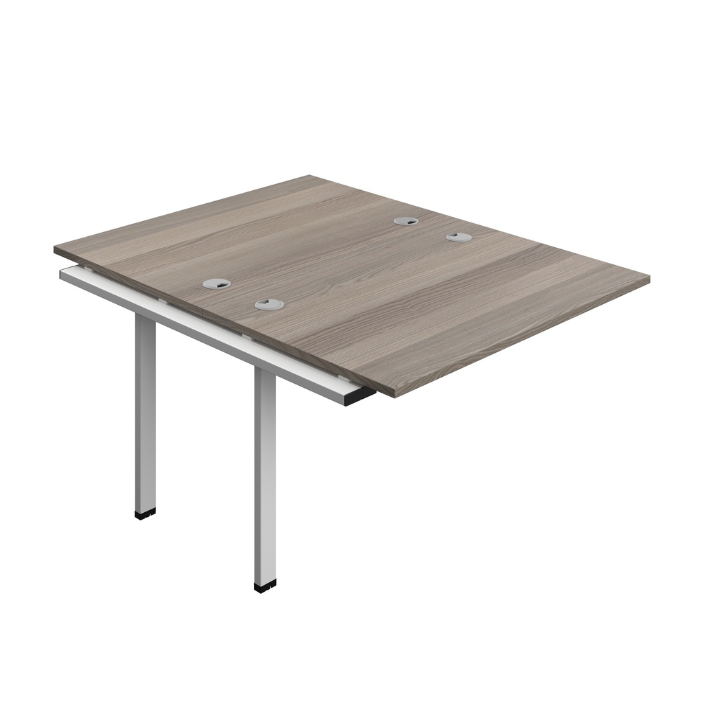 Synergy Bench Extension With Cable Ports: 2 Person (Fsc) | 1200 X 800 | Grey Oak/Silver