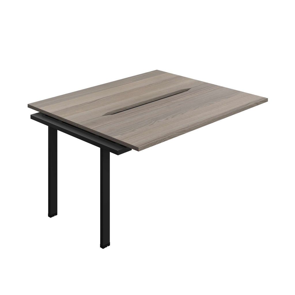 Synergy Bench Extension With Cut Out: 2 Person (Fsc) | 1400 X 600 | Grey Oak/Black