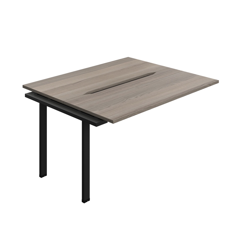Synergy Bench Extension With Cut Out: 2 Person (Fsc) | 1400 X 600 | Grey Oak/Black
