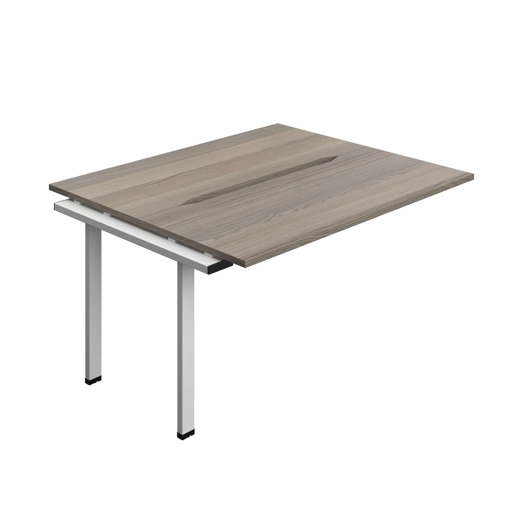 Synergy Bench Extension With Cut Out: 2 Person (Fsc) | 1400 X 600 | Grey Oak/Silver