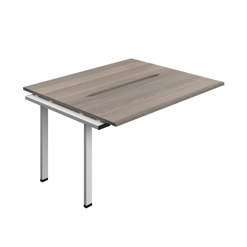 Synergy Bench Extension With Cut Out: 2 Person (Fsc) | 1400 X 600 | Grey Oak/Silver
