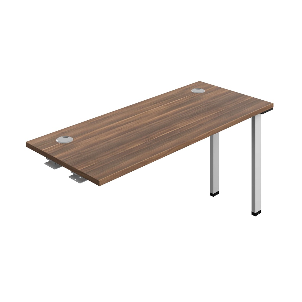 Synergy Bench Extension With Cable Ports: 1 Person (Fsc) | 1400 X 600 | Dark Walnut/Silver