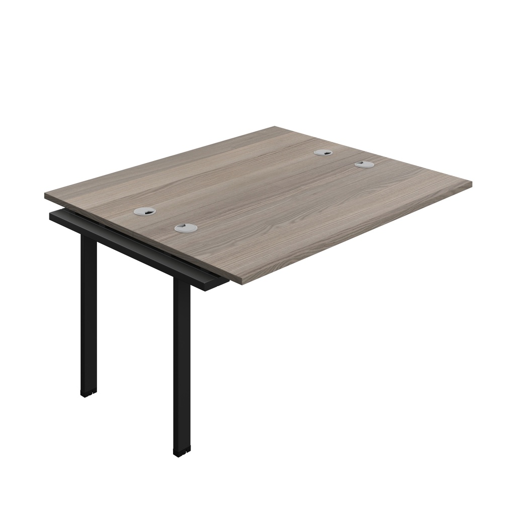 Synergy Bench Extension With Cable Ports: 2 Person (Fsc) | 1400 X 600 | Grey Oak/Black