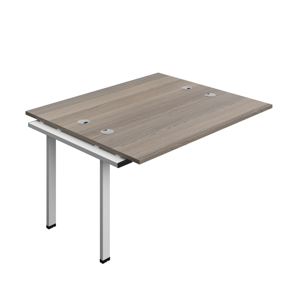 Synergy Bench Extension With Cable Ports: 2 Person (Fsc) | 1400 X 600 | Grey Oak/Silver