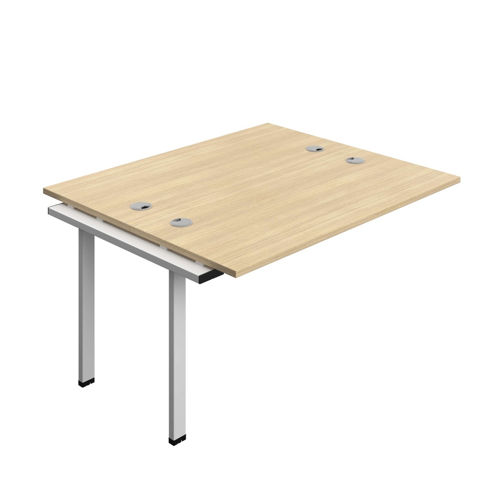 Synergy Bench Extension With Cable Ports: 2 Person (Fsc) | 1400 X 600 | Nova Oak/Silver