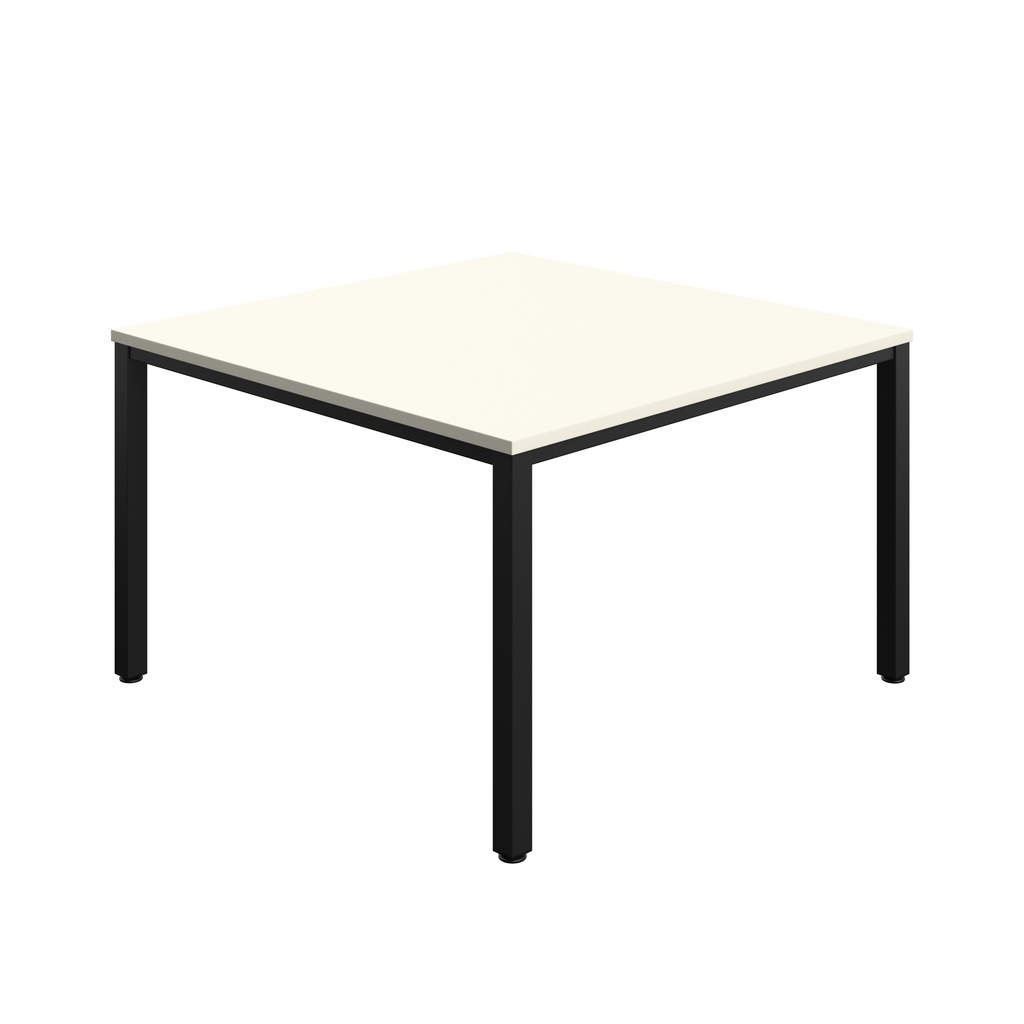 FRACTION INFINITY 120 X 120 MEETING TABLE - WHITE  WITH BLACK LEGS