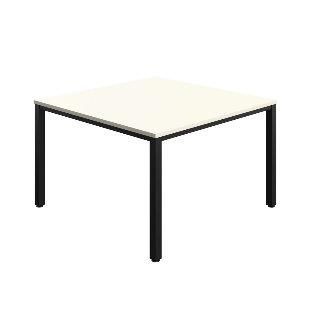 FRACTION INFINITY 120 X 120 MEETING TABLE - WHITE  WITH BLACK LEGS