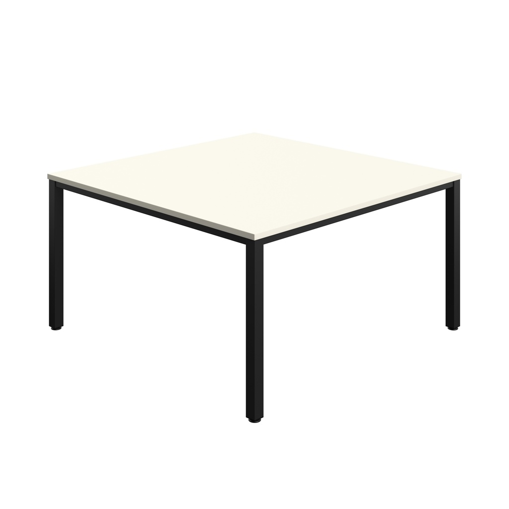 FRACTION INFINITY 140 X 140 MEETING TABLE -  WHITE WITH BLACK LEGS
