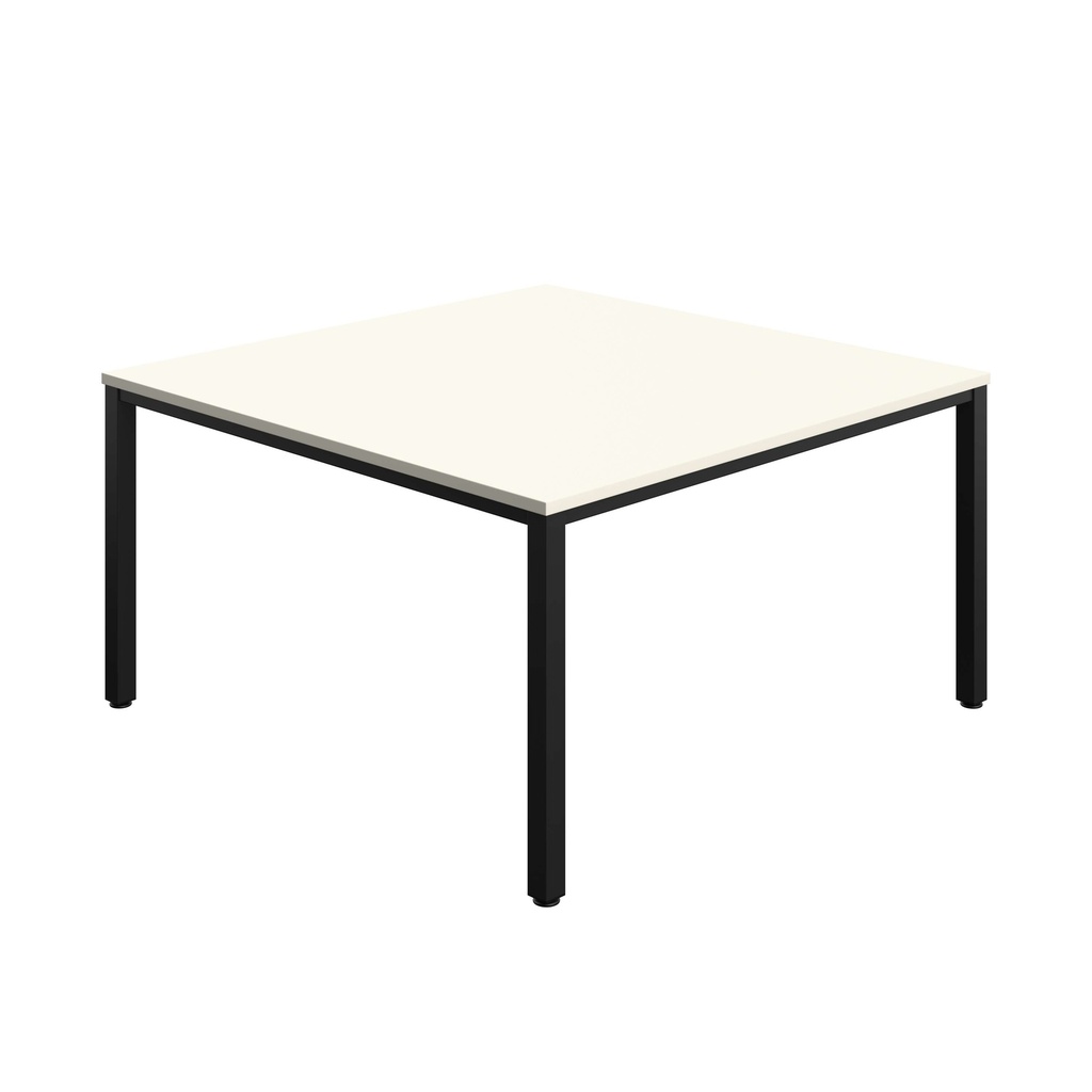 FRACTION INFINITY 140 X 140 MEETING TABLE -  WHITE WITH BLACK LEGS