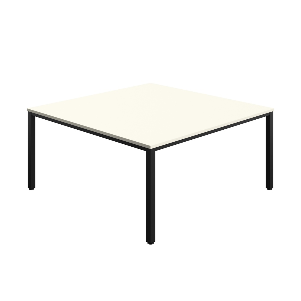 FRACTION INFINITY 160 X 160 MEETING TABLE -  WHITE WITH BLACK LEGS