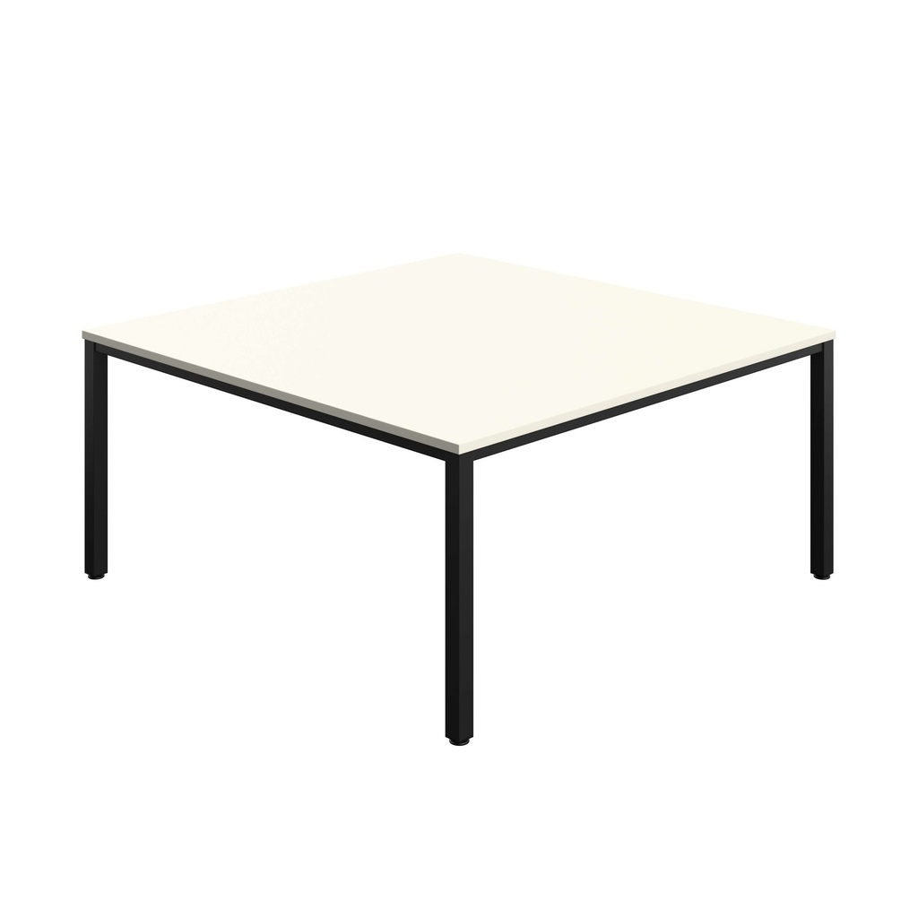 FRACTION INFINITY 160 X 160 MEETING TABLE -  WHITE WITH BLACK LEGS
