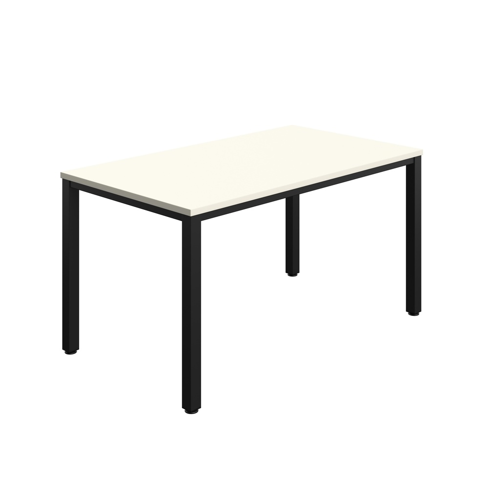 FRACTION INFINITY 140 X 80 MEETING TABLE -  WHITE WITH BLACK LEGS
