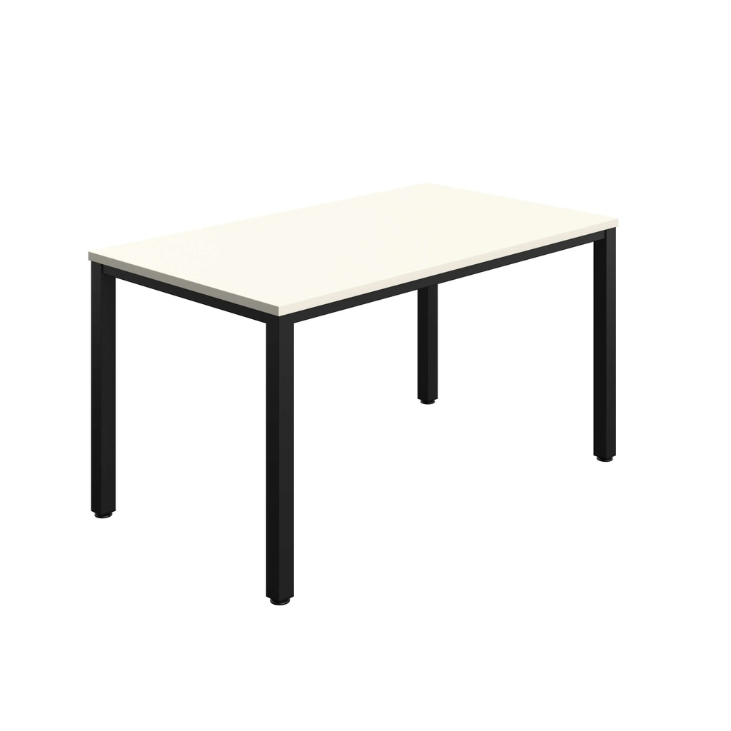 FRACTION INFINITY 140 X 80 MEETING TABLE -  WHITE WITH BLACK LEGS