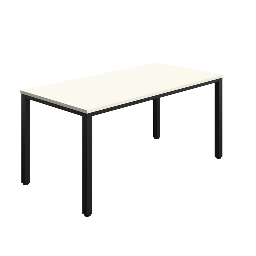 FRACTION INFINITY 160 X 80 MEETING TABLE -  WHITE WITH BLACK LEGS