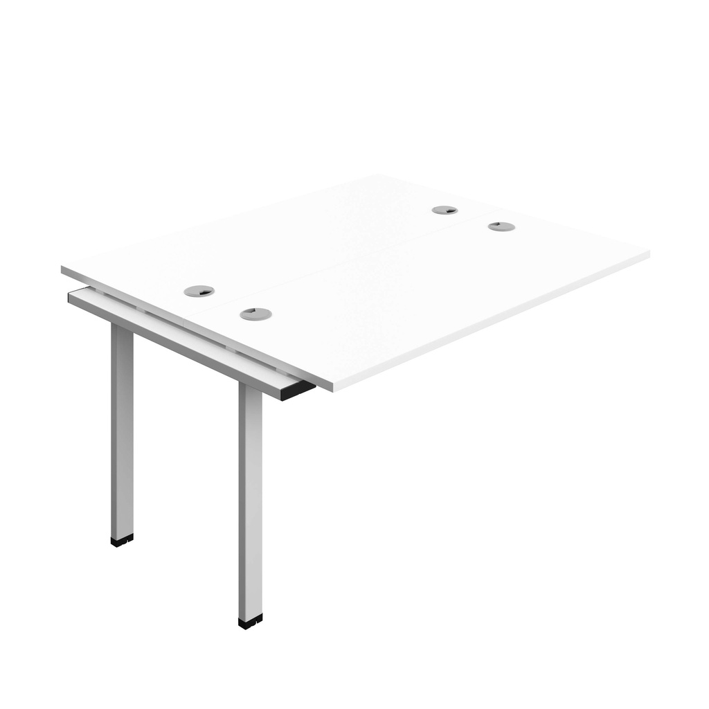 Synergy Bench Extension With Cable Ports: 2 Person (Fsc) | 1400 X 600 | White/Silver