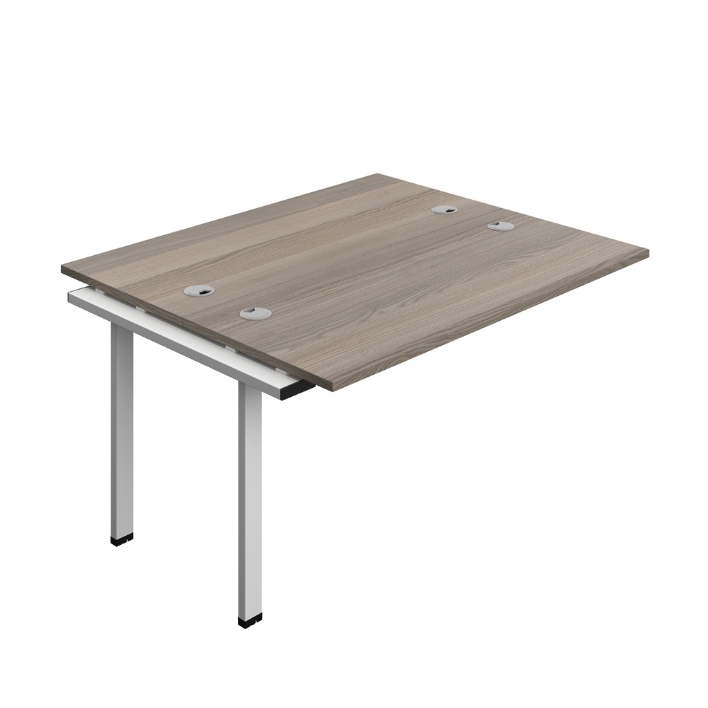 Synergy Bench Extension With Cable Ports: 2 Person (Fsc) | 1400 X 700 | Grey Oak/Silver
