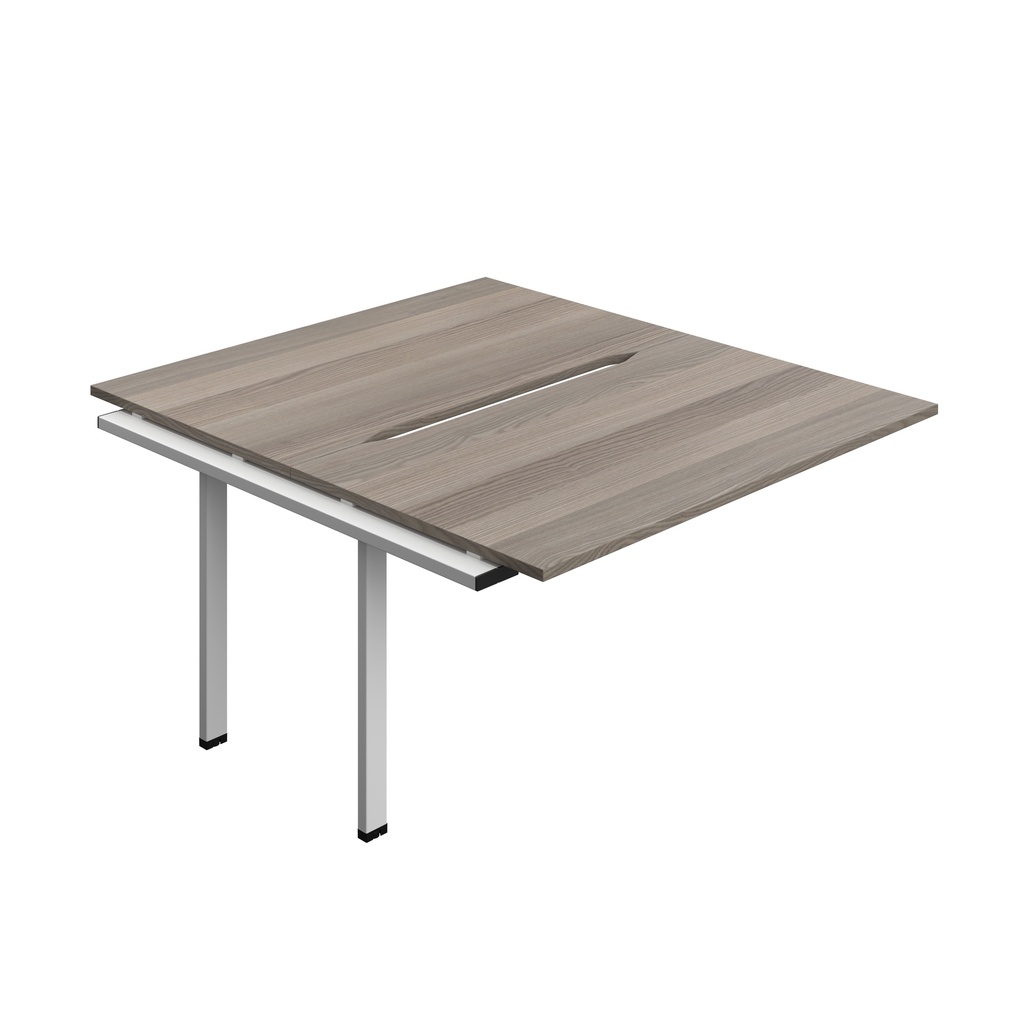 Synergy Bench Extension With Cut Out: 2 Person (Fsc) | 1400 X 800 | Grey Oak/Silver