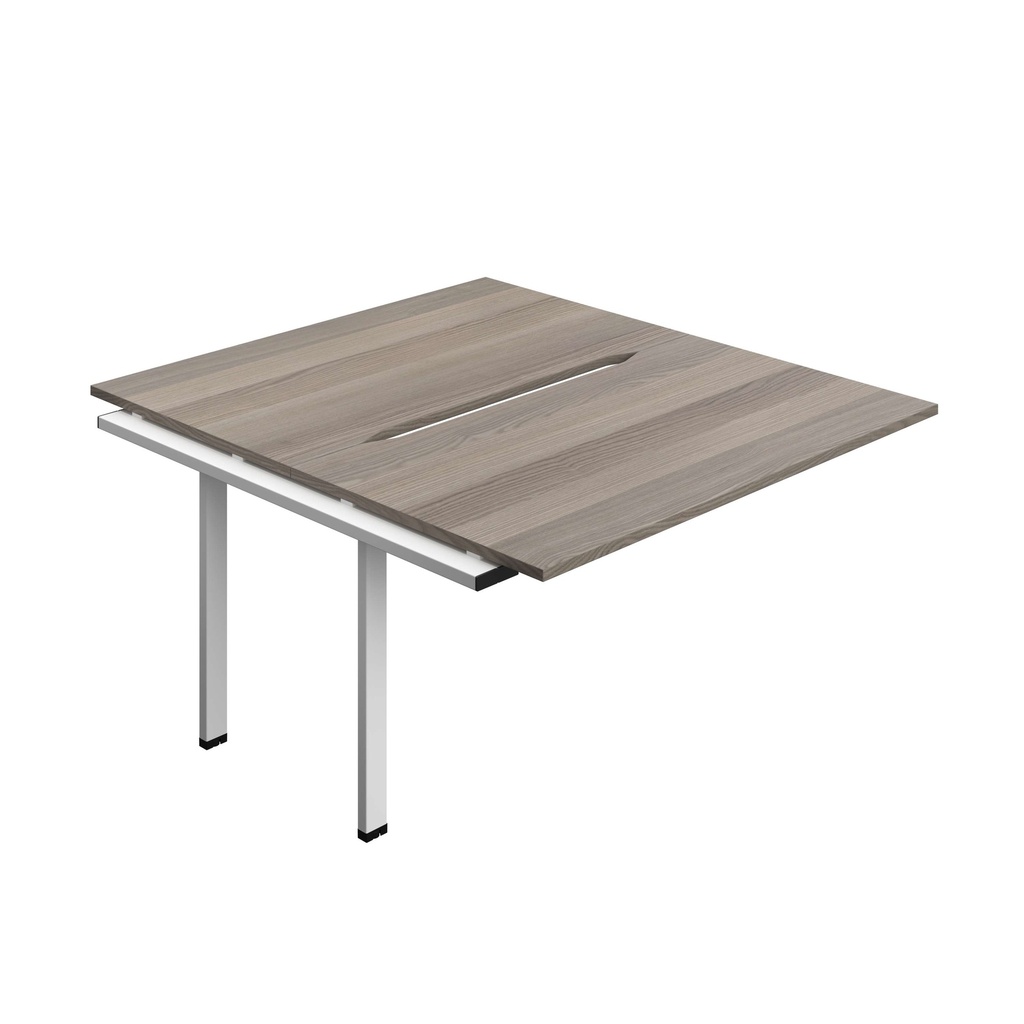 Synergy Bench Extension With Cut Out: 2 Person (Fsc) | 1400 X 800 | Grey Oak/White