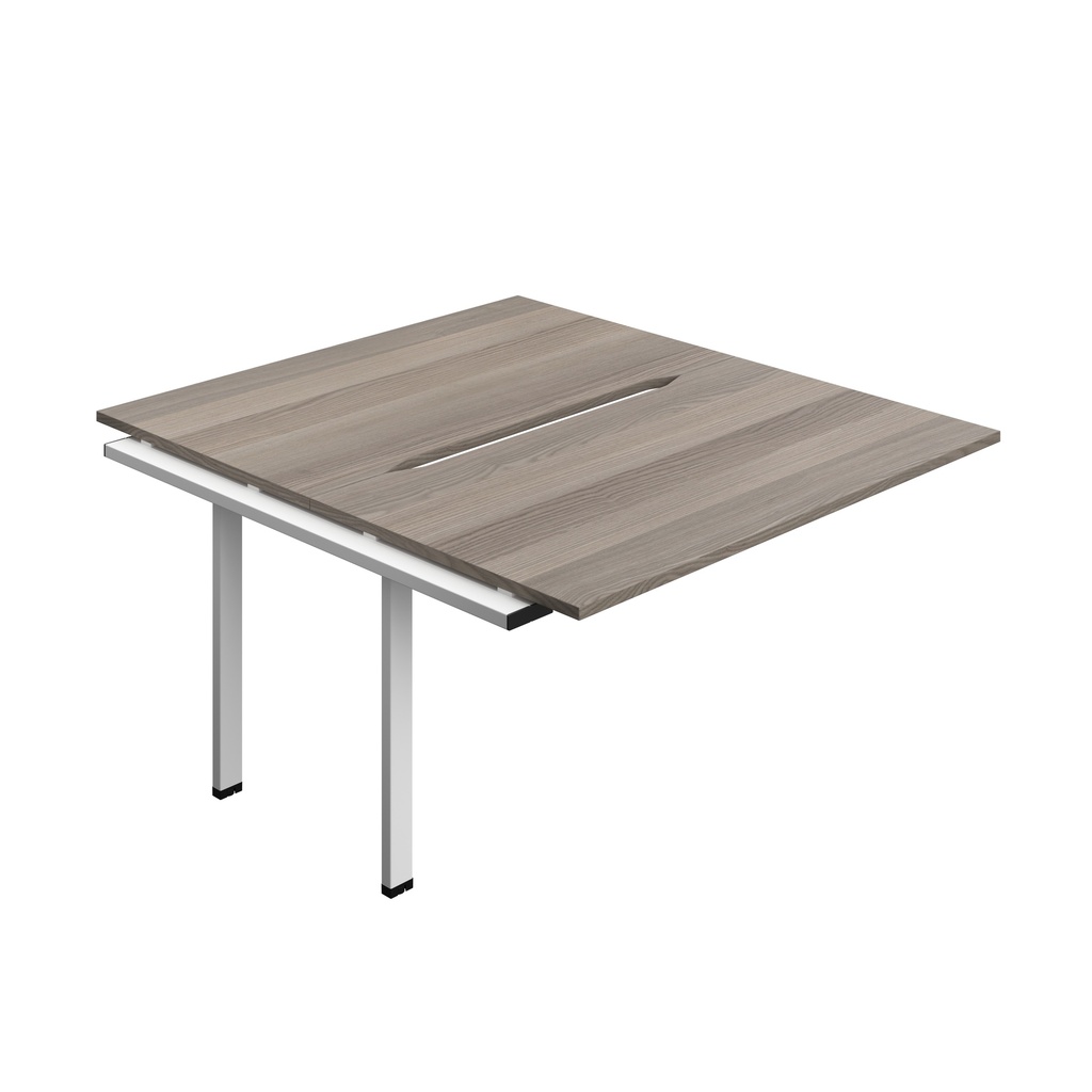 Synergy Bench Extension With Cut Out: 2 Person (Fsc) | 1400 X 800 | Grey Oak/White